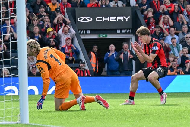 Bournemouth v Brentford Premier League Alex Scott of Bournemouth shows his frustration during the Premier League match at the Vitality Stadium, Bournemouth 12 09 2026 UK Newspapers OUT Copyright: xJeremyxLandeyx FIL-23934-0085