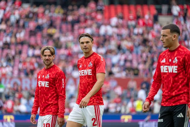 Jan Thielmann (1.FC Koeln, 29), Joel Schmied (1.FC Koeln, 02) und Said El Mala (1.FC Koeln, 10) vor dem Spiel 1.FC Köln vs. SV Werder Bremen, Fussball, Bundesliga, 3.Spieltag, Saison 2026 27, 12.09.2026, DFL REGULATIONS PROHIBIT ANY USE OF PHOTOGRAPHS AS IMAGE SEQUENCES AND OR QUASI-VIDEO, 1.FC Köln vs. SV Werder Bremen, Fussball, Bundesliga, 3.Spieltag, Saison 2026 27, 12.09.2026 Köln *** Jan Thielmann (1. FC Köln), 29, Joel Schmied (1. FC Köln), 02, and Said El Mala (1. FC Köln), 10, before the match between 1. FC Köln and SV Werder Bremen, soccer, Bundesliga, Matchday 3, 2026–27 season, September 12, 2026. DFL regulations prohibit any use of photographs as image sequences and or quasi-video, 1. FC Köln vs. SV Werder Bremen, soccer, Bundesliga, Matchday 3, 2026–27 season, September 12, 2026, Cologne Copyright: xEibner-Pressefoto LukasxBaldygax EP_LBA