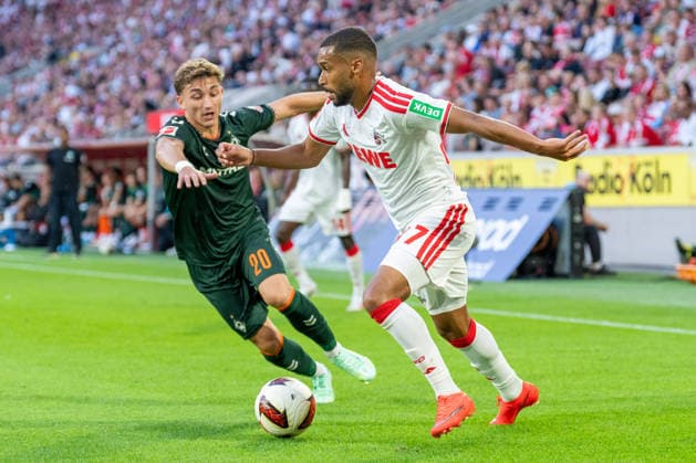 Chuki (SV Werder Bremen, 20) im Zweikampf mit Linton Maina (1.FC Koeln, 37) um den Ball 1.FC Köln vs. SV Werder Bremen, Fussball, Bundesliga, 3.Spieltag, Saison 2026 27, 12.09.2026, DFL REGULATIONS PROHIBIT ANY USE OF PHOTOGRAPHS AS IMAGE SEQUENCES AND OR QUASI-VIDEO, 1.FC Köln vs. SV Werder Bremen, Fussball, Bundesliga, 3.Spieltag, Saison 2026 27, 12.09.2026 Köln *** Chuki (SV Werder Bremen), 20, in a tackle with Linton Maina (1. FC Köln), 37, for the ball; 1. FC Köln vs. SV Werder Bremen, soccer, Bundesliga, Matchday 3, 2026–27 season, September 12, 2026, DFL regulations prohibit any use of photographs as image sequences and or quasi-video, 1 FC Köln vs. SV Werder Bremen, Soccer, Bundesliga, Matchday 3, 2026–27 Season, September 12, 2026, Cologne Copyright: xEibner-Pressefoto LukasxBaldygax EP_LBA