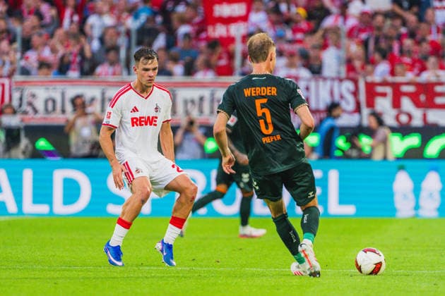Thijs Dalinga (1.FC Koeln, 27) laeuft Amos Pieper (SV Werder Bremen, 05) an 1.FC Köln vs. SV Werder Bremen, Fussball, Bundesliga, 3.Spieltag, Saison 2026 27, 12.09.2026, DFL REGULATIONS PROHIBIT ANY USE OF PHOTOGRAPHS AS IMAGE SEQUENCES AND OR QUASI-VIDEO, 1.FC Köln vs. SV Werder Bremen, Fussball, Bundesliga, 3.Spieltag, Saison 2026 27, 12.09.2026 Köln *** Thijs Dalinga (1 FC Köln), 27, runs past Amos Pieper (SV Werder Bremen), 05, in the match between 1 FC Köln and SV Werder Bremen, soccer, Bundesliga, Matchday 3, 2026–27 season, September 12, 2026, DFL regulations prohibit any use of photographs as image sequences and or quasi-video, 1 FC Köln vs. SV Werder Bremen, Soccer, Bundesliga, Matchday 3, 2026–27 Season, September 12, 2026, Cologne Copyright: xEibner-Pressefoto LukasxBaldygax EP_LBA