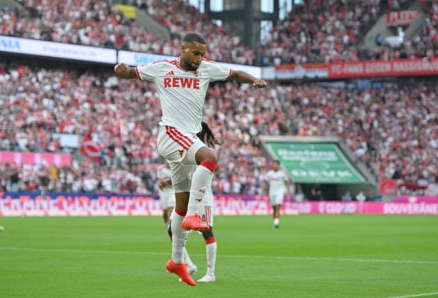 Jubel Linton Maina (1. FC Köln) nach seinem Tor zum 1:0, Fussball 1. Bundesliga, 3.Spieltag, 1. FC Koeln - SV Werder Bremen, am 12.09.2026 in Koeln Deutschland. DFL regulations prohibit any use of photographs as image sequences and or quasi-video Â *** Linton Maina of 1. FC Köln celebrates after scoring the 1-0 goal, Soccer, Bundesliga 1, Matchday 3, 1. FC Köln vs. SV Werder Bremen, on September 12, 2026, in Cologne, Germany. DFL regulations prohibit any use of photographs as image sequences and or quasi-video.