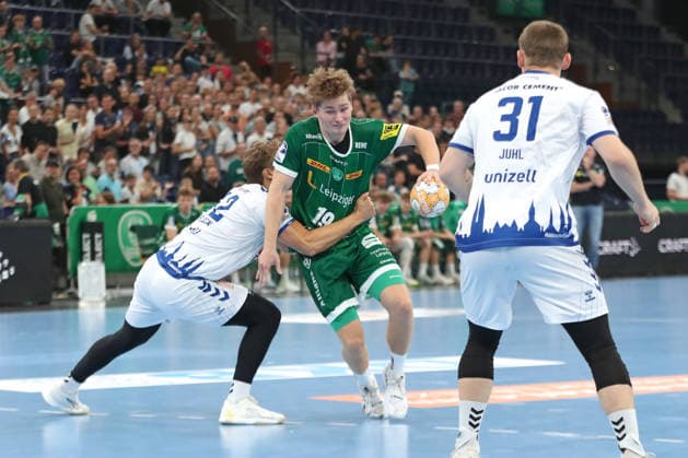 Handball, HBL2: SC DHfK Leipzig - VfL Lübeck-Schwartau; 12.09.2026 Finn Schroven (19, SC DHfK Leipzig). Handball, 2. Bundesliga, Saison 2026 2027, 3. Spieltag: SC DHfK Leipzig vs. VfL Lübeck-Schwartau am 12.09.2026 in der Quarterback Immobilien Arena Leipzig. Copyright: xBEAUTIFULxSPORTS JanxKaeferx