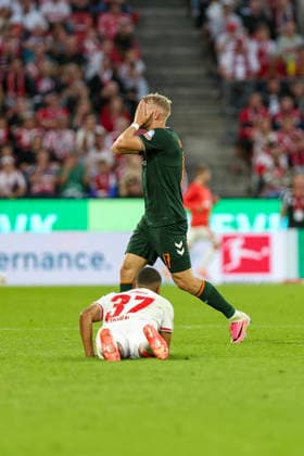 12.09.2026, GER, Fussball, Herren, Bundesliga , Saison 2026 2027, 1. FC Köln - SV Werder bremen Marco Grüll (Bremen) ist enttäuscht Köln RheinEnergieSTADION Nordrhein-Westfalen Deutschland *** September 12, 2026, GER, Soccer, Men s, Bundesliga, 2026–2027 Season, 1. FC Köln vs. SV Werder Bremen, Marco Grüll, Bremen is disappointed, Cologne, RheinEnergieSTADION, North Rhine-Westphalia, Germany Copyright: xAdrianxSchlüterx