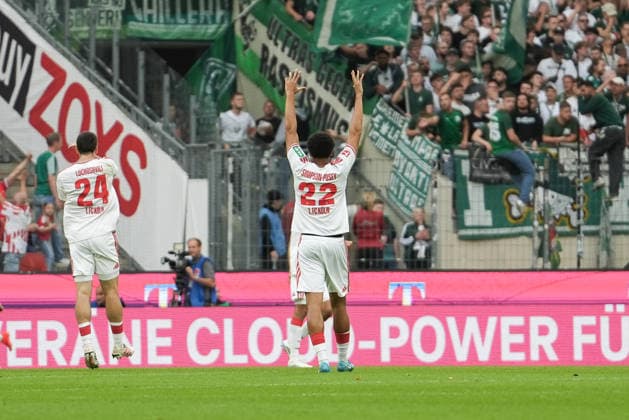Deutschland: 1.Bundesliga 2026 2027 3. Spieltag, 1.FC Köln vs SV Werder Bremen, Samstag, 12.09.2026 RheinEnergieStadion (Köln, Nordrhein-Westfalen, Deutschland) Tor Jubel Emotionen Tor zum 1:0 durch Linton Maina (1. FC Köln, 37) Jahmai Simpson-Pusey (1. FC Köln, 22) *** Germany 1 Bundesliga 2026–2027, Matchday 3: 1. FC Köln vs. SV Werder Bremen, Saturday, September 12, 2026, RheinEnergieStadion, Cologne, North Rhine-Westphalia, Germany; Goal, Celebration, Emotions; Goal to make it 1–0 by Linton Maina of 1. FC Köln, 37 Jahmai Simpson Pusey of 1. FC Köln, 22 Copyright: xMerlexKölkingx