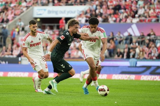 Deutschland: 1.Bundesliga 2026 2027 3. Spieltag, 1.FC Köln vs SV Werder Bremen, Samstag, 12.09.2026 RheinEnergieStadion (Köln, Nordrhein-Westfalen, Deutschland) Chuki (SV Werder Bremen, 20) im Zweikampf gegen Jahmai Simpson-Pusey (1. FC Köln, 22) *** Germany Bundesliga 1 2026–2027, Matchday 3, 1. FC Köln vs. SV Werder Bremen, Saturday, September 12, 2026, RheinEnergieStadion, Cologne, North Rhine-Westphalia, Germany: Chuki (SV Werder Bremen) and Jahmai Simpson Pusey (1. FC Köln) battle for the ball, 20, 22 Copyright: xMerlexKölkingx