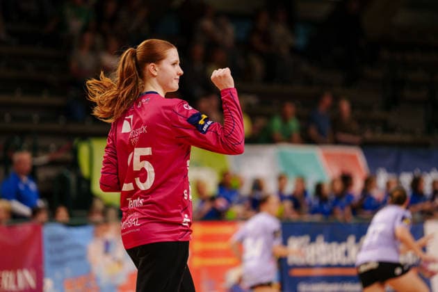 2. Alsco Handball Bundesliga Frauen - 3. Spieltag: Füchse Berlin - Rostocker Handball Club Ylva-Elin Tants (Rostocker Handball Club, 25) ballt die Faust am 12.09.2026 in der Sporthalle Charlottenburg, Berlin (Berlin) Berlin Sporthalle Charlottenburg Berlin Deutschland