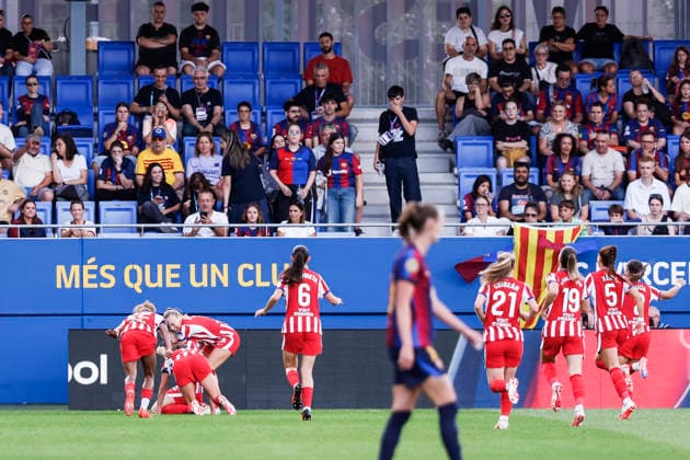 September 12, 2026, Sant Joan Despi, Barcelona, Spain: Allegra Poljak of Atletico de Madrid celebrates a goal with teammates during the Spanish Women league, Liga F, football match played between FC Barcelona, Barca and Atletico de Madrid at Johan Cruyff Stadium on September 12, 2026 in Sant Joan Despi, Barcelona. FC Barcelona V Atletico De Madrid - Liga F  - ZUMAa181 20260912_zaa_a181_212 Copyright: xJavierxBorregox