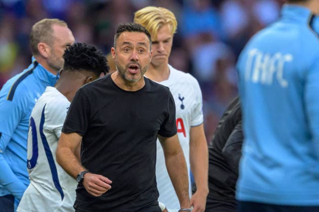 LONDON, ENGLAND SEPTEMBER 12 - Head Coach of Tottenham Hotspur Roberto De Zerbi during the Premier League game between Tottenham Hotspur and Everton at Tottenham Hotspur Stadium on September 12, 2026 in London, England. (Photo by Keeran Marquis Sports Press Photo)  Copyright: xKeeranxMarquis SPPx Sportspressphoto_SPR229100