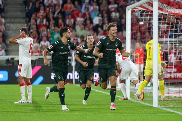 12.09.2026, GER, Fussball, Herren, Bundesliga , 1. Bundesliga, Saison 2026 2027, 1. FC Köln - SV Werder Bremen Niclas Füllkrug (SVW)Torjubel, jubelt nach seinem Treffer zum 1:1 *** September 12, 2026, Germany, Soccer, Men s, Bundesliga, 1. Bundesliga, 2026–2027 Season, 1. FC Köln vs. SV Werder Bremen, Niclas Füllkrug (SVW) celebrates his goal, which tied the score at 1–1 Copyright: xSvenxHanischx