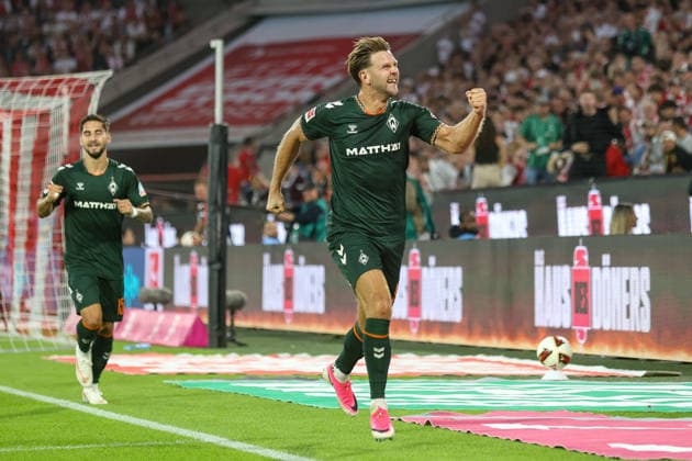 12.09.2026, GER, Fussball, Herren, Bundesliga , 1. Bundesliga, Saison 2026 2027, 1. FC Köln - SV Werder Bremen Niclas Füllkrug (SVW)Torjubel, jubelt nach seinem Treffer zum 1:1 *** September 12, 2026, Germany, Soccer, Men s, Bundesliga, 1. Bundesliga, 2026–2027 Season, 1. FC Köln vs. SV Werder Bremen, Niclas Füllkrug (SVW) celebrates his goal, which tied the score at 1–1 Copyright: xSvenxHanischx