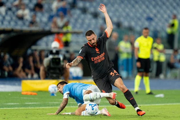 SS Lazio v AC Milan - Serie A Enilive Mario Gila of AC Milan and Mattia Zaccagni of SS Lazio compete for the ball during the Serie A Enilive match between SS Lazio and AC Milan at Olympic Stadium on September 12, 2026 in Rome, Italy Rome Olympic Stadium Lazio Italy Copyright: xGiuseppexMaffiax 20260912_193748_SerieA_Lazio-Milan_LIA03306