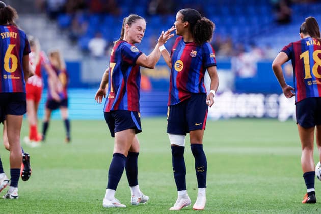 September 12, 2026, Sant Joan Despi, Barcelona, Spain: Vicky Lopez of FC Barcelona, Barca celebrates a goal during the Spanish Women league, Liga F, football match played between FC Barcelona and Atletico de Madrid at Johan Cruyff Stadium on September 12, 2026 in Sant Joan Despi, Barcelona. Sant Joan Despi Spain - ZUMAa181 20260912_zaa_a181_213 Copyright: xJavierxBorregox