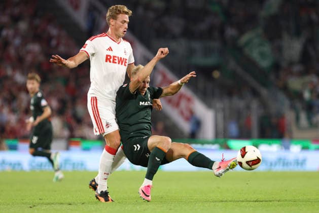 Sebastian Sebulonsen (1. FC Koeln) und Marco Gruell (SV Werder Bremen) gestikuliert, Gestik waehrend des Spiels der 1. Bundesliga zwischen 1. FC Koeln und SV Werder Bremen, RheinEnergieStadion am 12. September 2026 in Koeln, Deutschland. (Foto von Oliver Kaelke DeFodi Images) +++ Sebastian Sebulonsen (1. FC Koeln) und Marco Gruell (SV Werder Bremen) gestures during the Bundesliga match between 1. FC Koeln and SV Werder Bremen at RheinEnergieStadion on September 12, 2026 in Cologne, Germany. (Photo by Oliver Kaelke DeFodi Images) DFB DFL REGULATIONS PROHIBIT ANY USE OF PHOTOGRAPHS AS IMAGE SEQUENCES AND OR QUASI-VIDEO. (Photo by Oliver Kaelke DeFodi Images) - *** Sebastian Sebulonsen of 1. FC Köln and Marco Gruell of SV Werder Bremen gesturing during the Bundesliga match between 1. FC Köln and SV Werder Bremen at RheinEnergieStadion on September 12, 2026, in Cologne, Germany Photo by Oliver Kaelke, DeFodi Images: Sebastian Sebulonsen of 1. FC Köln and Marco Gruell of SV Werder Bremen gesturing during the Bundesliga match between 1. FC Köln and SV Werder Bremen at RheinEnergieStadion on September 12, 2026 in Cologne, Germany. Photo by Oliver Kaelke, DeFodi Images. DFB and DFL regulations prohibit any use of photographs as image sequences and or quasi-video. Photo by Oliver Kaelke, DeFodi Images.