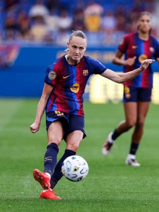 September 12, 2026, Sant Joan Despi, Barcelona, Spain: Caroline Graham of FC Barcelona, Barca in action during the Spanish Women league, Liga F, football match played between FC Barcelona and Atletico de Madrid at Johan Cruyff Stadium on September 12, 2026 in Sant Joan Despi, Barcelona. Sant Joan Despi Spain - ZUMAa181 20260912_zaa_a181_219 Copyright: xJavierxBorregox