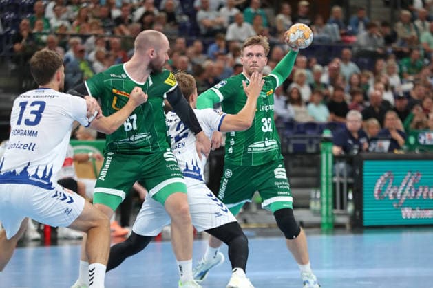 Handball, HBL2: SC DHfK Leipzig - VfL Lübeck-Schwartau; 12.09.2026 Franz Semper (32, SC DHfK Leipzig) holt zum Wurf aus. Handball, 2. Bundesliga, Saison 2026 2027, 3. Spieltag: SC DHfK Leipzig vs. VfL Lübeck-Schwartau am 12.09.2026 in der Quarterback Immobilien Arena Leipzig. Copyright: xBEAUTIFULxSPORTS JanxKaeferx