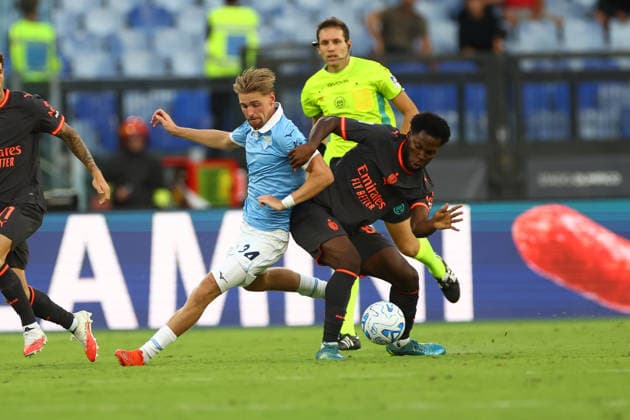 September 12, 2026, Rome, Lazio, Italy: Kenneth Taylor of Lazio and Yunus Misah of Milan .during Serie A soccer match SS Lazio - AC Milan at Stadio Olimpico on September 12 2026 in Rome , Italy. Rome Italy - ZUMAl131 20260912_zsp_l131_043 Copyright: xCiroxDexLucax