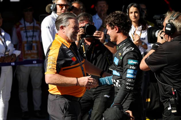 BROWN Zak (usa), CEO of of McLaren Racing¨01 NORRIS Lando (gbr), McLaren F1 Team MCL40, during the 2026 Formula 1 Spanish Grand Prix, 14th round of the 2026 Formula One World Championship, WM, Weltmeisterschaft from September 11 to 13, 2026 on the Madring, in Madrid, Spain Madrid Spain *** BROWN, Zak (USA), CEO of McLaren Racing 01; NORRIS, Lando (GBR), McLaren F1 Team MCL40, during the 2026 Formula 1 Spanish Grand Prix, the 14th round of the 2026 Formula One World Championship, held from September 11 to 13, 2026 at the Madrid Circuit, in Madrid, Spain Madrid Spain