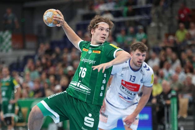 Handball, HBL2: SC DHfK Leipzig - VfL Lübeck-Schwartau; 12.09.2026 Tom Koschek (76, SC DHfK Leipzig) wirft einen Siebenmeter. Handball, 2. Bundesliga, Saison 2026 2027, 3. Spieltag: SC DHfK Leipzig vs. VfL Lübeck-Schwartau am 12.09.2026 in der Quarterback Immobilien Arena Leipzig. Copyright: xBEAUTIFULxSPORTS JanxKaeferx