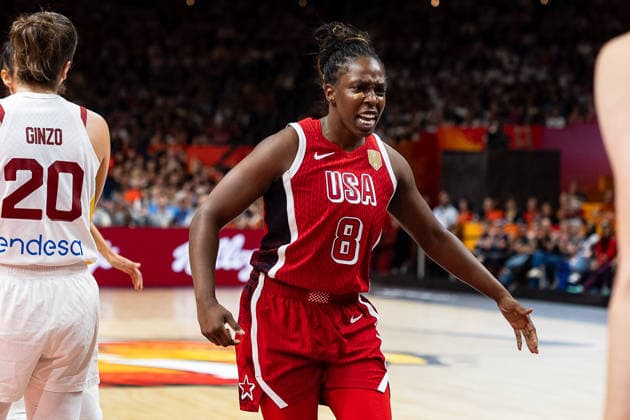 Chelsea Gray (USA, 08) jubelt Jubel, GER, Spanien vs. USA, Basketball, FIBA Women s World Cup 2026, Halbfinale, 12.09.2026 GER, Spanien vs. USA, Basketball, FIBA Women s World Cup 2026, Halbfinale, 12.09.2026 Berlin Copyright: xEibner-Pressefoto MaxxVincenx EP_MVN