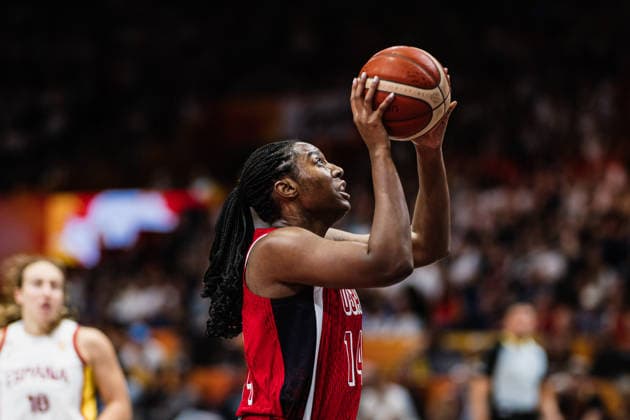 FIBA Women™s Basketball World Cup 2026: Spanien vs. USA, 12.09.2026 Aliyah Boston (USA, 14); Basketball, FIBA Women™s Basketball World Cup 2026, Final Phase, Halbfinale: Spanien vs. USA am 12.09.2026 in der Uber Arena, Berlin Copyright: xBEAUTIFULxSPORTS Tonhäuserx