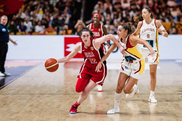 FIBA Women™s Basketball World Cup 2026: Spanien vs. USA, 12.09.2026 Caitlin Clark (USA, 12); Basketball, FIBA Women™s Basketball World Cup 2026, Final Phase, Halbfinale: Spanien vs. USA am 12.09.2026 in der Uber Arena, Berlin Copyright: xBEAUTIFULxSPORTS Tonhäuserx