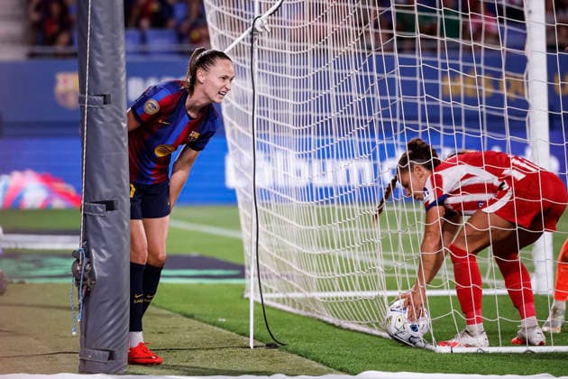 September 12, 2026, Sant Joan Despi, Barcelona, Spain: Caroline Graham of FC Barcelona, Barca hurts during the Spanish Women league, Liga F, football match played between FC Barcelona and Atletico de Madrid at Johan Cruyff Stadium on September 12, 2026 in Sant Joan Despi, Barcelona. FC Barcelona V Atletico De Madrid - Liga F  - ZUMAa181 20260912_zaa_a181_264 Copyright: xJavierxBorregox