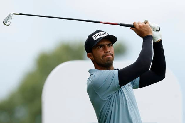 FRANKLIN, TN - SEPTEMBER 12: Alvaro Ortiz watches his tee shot on No. 3 during the third round of the Simmons Bank Open for the Snedeker Foundation, September 12, 2026, at Vanderbilt Legends Club in Franklin, Tennessee. (Photo by Matthew Maxey Icon Sportswire) GOLF: SEP 12 Korn Ferry Tour Simmons Bank Open EDITORIAL USE ONLY Icon260912035