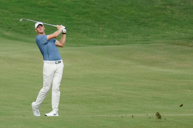 FRANKLIN, TN - SEPTEMBER 12: Tommy Morrison watches his approach shot from the No. 7 fairway during the third round of the Simmons Bank Open for the Snedeker Foundation, September 12, 2026, at Vanderbilt Legends Club in Franklin, Tennessee. (Photo by Matthew Maxey Icon Sportswire) GOLF: SEP 12 Korn Ferry Tour Simmons Bank Open EDITORIAL USE ONLY Icon260912039