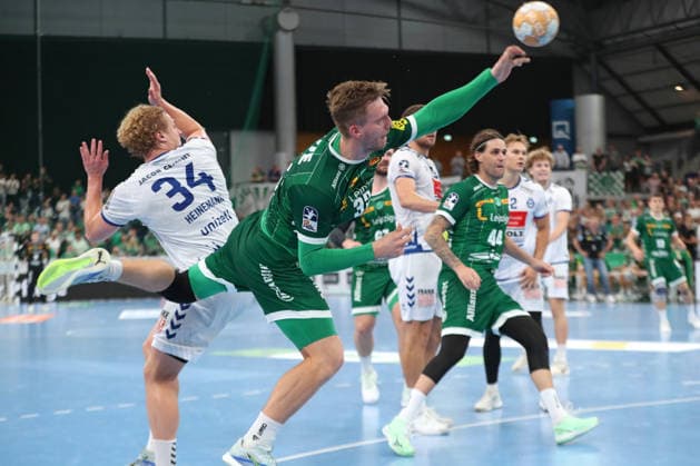 Handball, HBL2: SC DHfK Leipzig - VfL Lübeck-Schwartau; 12.09.2026 Franz Semper (32, SC DHfK Leipzig) wirft. Handball, 2. Bundesliga, Saison 2026 2027, 3. Spieltag: SC DHfK Leipzig vs. VfL Lübeck-Schwartau am 12.09.2026 in der Quarterback Immobilien Arena Leipzig. Copyright: xBEAUTIFULxSPORTS JanxKaeferx
