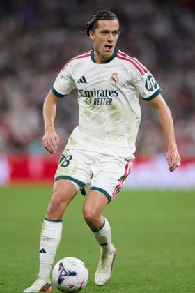 Alvaro Carreras (Real Madrid CF) controls the ball during the LaLiga EA Sports match between Real Madrid CF and Rayo Vallecano de Madrid at Estadio Santiago BernabÃ u on September 12, 2026 in Madrid, Spain. (Photo by Manu Reino DeFodi Images) - *** Alvaro Carreras of Real Madrid CF controls the ball during the LaLiga EA Sports match between Real Madrid CF and Rayo Vallecano de Madrid at Estadio Santiago Bernabéu on September 12, 2026, in Madrid, Spain. Photo by Manu Reino, DeFodi Images