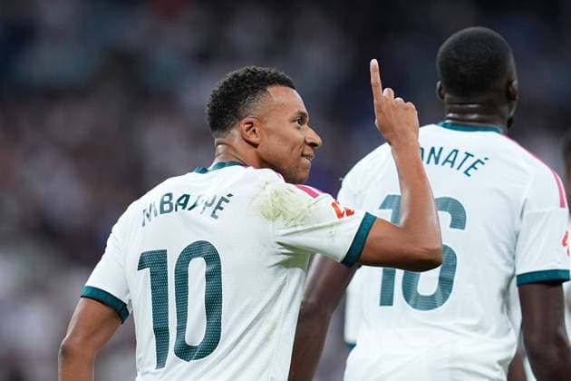 September 12, 2026, Madrid, Madrid, Spain: Kylian Mbappe of Real Madrid CF celebrates after scoring his team s first goal during the Spanish League, LaLiga EA Sports, football match played between Real Madrid and Rayo Vallecano at Bernabeu stadium on September 12, 2026, in Madrid, Spain. Real Madrid V Rayo Vallecano - LaLiga EA Sports  - ZUMAa181 20260912_zaa_a181_287 Copyright: xDennisxAgyemanx