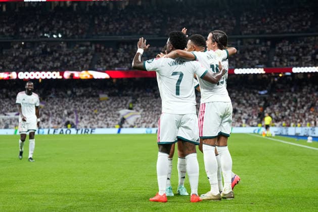 September 12, 2026, Madrid, Madrid, Spain: Alvaro Carreras of Real Madrid CF celebrates after scoring his team s second goal with teammates during the Spanish League, LaLiga EA Sports, football match played between Real Madrid and Rayo Vallecano at Bernabeu stadium on September 12, 2026, in Madrid, Spain. Real Madrid V Rayo Vallecano - LaLiga EA Sports  - ZUMAa181 20260912_zaa_a181_313 Copyright: xDennisxAgyemanx