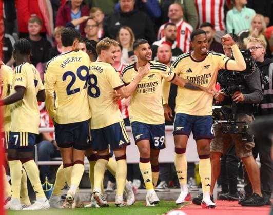 Bruno Guimaraes of Arsenal celebrates scoring their first goal Sunderland v Arsenal, Premier League, Football, Football, Stadium of Light, Sunderland, UK - 12 Sep 2026Sunderland Stadium of Light United Kingdom EDITORIAL USE ONLY No use with unauthorised audio, video, data, fixture lists, club league logos or live services. Online in-match use limited to 120 images, no video emulation. No use in betting, games or single club league player publications.  Copyright: xRichardxLee Shutterstockx 17144590al