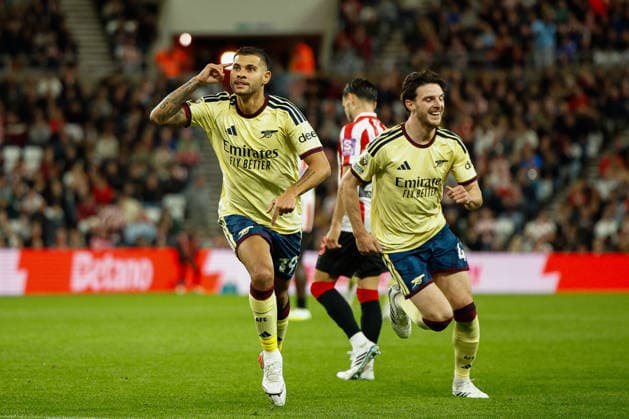 Sunderland v Arsenal, Premier League Bruno Guimaraes of Arsenal scores his sides first goal of the match 0-1 during the Sunderland v Arsenal Premier League match at the Stadium of Light, Sunderland, England on 12 September 2026 Credit: Craig Cowan Every Second Media Editorial use only. All images are copyright Every Second Media Limited. No images may be reproduced without prior permission. All rights reserved. Premier League and Football League images are subject to licensing agreements with Football DataCo Limited. see https: www.football-dataco.com Copyright: xIMAGO EveryxSecondxMediax ESM-2157-0069 CraigxCowanx xEveryxSecondxMediax