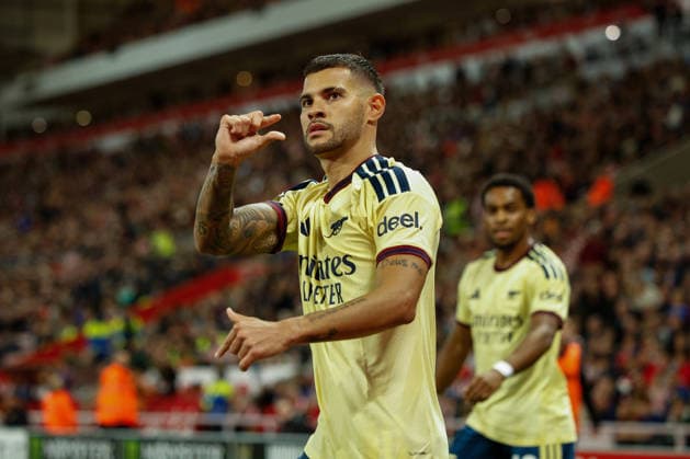Sunderland v Arsenal, Premier League Bruno Guimaraes of Arsenal celebrates scoring his sides first goal of the match 0-1 during the Sunderland v Arsenal Premier League match at the Stadium of Light, Sunderland, England on 12 September 2026 Credit: Craig Cowan Every Second Media Editorial use only. All images are copyright Every Second Media Limited. No images may be reproduced without prior permission. All rights reserved. Premier League and Football League images are subject to licensing agreements with Football DataCo Limited. see https: www.football-dataco.com Copyright: xIMAGO EveryxSecondxMediax ESM-2157-0076 CraigxCowanx xEveryxSecondxMediax
