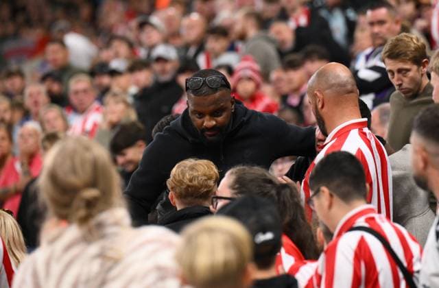 Arsenal fan is escorted out of the ground Sunderland v Arsenal, Premier League, Football, Football, Stadium of Light, Sunderland, UK - 12 Sep 2026Sunderland Stadium of Light United Kingdom EDITORIAL USE ONLY No use with unauthorised audio, video, data, fixture lists, club league logos or live services. Online in-match use limited to 120 images, no video emulation. No use in betting, games or single club league player publications.  Copyright: xRichardxLee Shutterstockx 17144590aq
