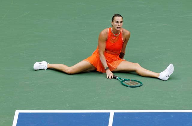 US Open tennis tournament - Day 14 epaselect Aryna Sabalenka of Belarus falls to the ground as she plays against Elena Rybakina of Kazakhstan during the Women’s Singles Finals of the US Open Tennis Championships in Flushing Meadows, New York, USA, 12 September 2026. FLUSHING MEADOWS NEW YORK United States  Copyright: xBRIANxHIRSCHFELDx