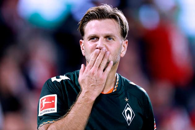 FUELLKRUG Niclas Team Werder Bremen jubelt nach seinem Tor zum 1 : 1 Ausgleich DFL Fussball Bundesliga Saison 2026 - 2027 Spiel 1.FC Koeln - Werder Bremen 1 : 1 am 12. 09 .2026 in Koeln DFL REGULATIONS PROHIBIT ANY USE OF PHOTOGRAPHS as IMAGE SEQUENCES and or QUASI-VIDEO *** FUELLKRUG Niclas of Werder Bremen celebrates after scoring the 1–1 equalizer in the DFL Bundesliga 2026–2027 season, Match 1: FC Cologne vs. Werder Bremen (1–1) on September 12, 2026, in Cologne. DFL REGULATIONS PROHIBIT ANY USE OF PHOTOGRAPHS AS IMAGE SEQUENCES AND OR QUASI-VIDEO Copyright: xLacixPerenyix