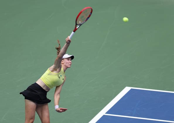 September 12, 2026, New York City, New York, USA: ELENA RYBAKINA of Kazakhstan during the match against A. Sabalenka in the womenÃ¢â‚¬â ¢s final of Grand Slam tournament US Open. New York, USA. Tennis: Final US Open - Elena Rybakina  - ZUMAc278 20260912_zsp_c278_025 Copyright: xMarcinxCholewinskix