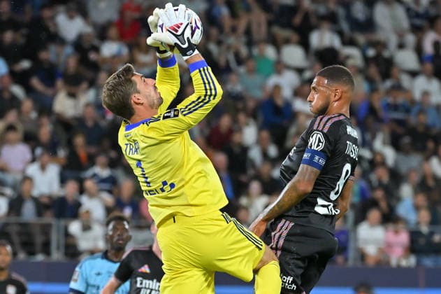 Ligue 1 McDonald s 2026 27, Paris FC vs Olympique Lyonnais, Football Goalkeeper Kevin Trapp of Paris FC and Corentin Tolisso of Lyon during the Ligue 1 McDonald s 2026 27 match between Paris FC and Olympique Lyonnais at Stade Jean Bouin on September 12, 2026 in Paris, France. Paris Stade Jean Bouin France