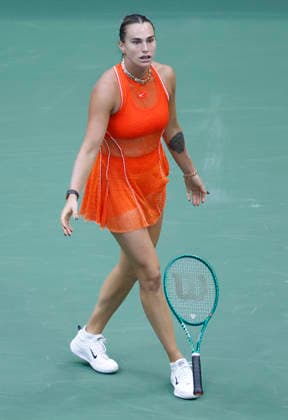 Aryna Sabalenka of Belarus reacts after losing a point to Elena Rybakina of Kazakhstan in the third set of the Women s Finals match in Arthur Ashe Stadium at the 2026 US Open Tennis Championship at the USTA Billie Jean King National Tennis Center in New York City on Saturday, September 12, 2026. Rybakina won with a score of 6-4, 5-7, 6-2.  NYP20260912874 COREYxSIPKIN