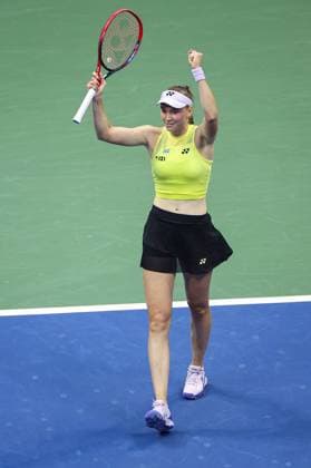 Elena Rybakina of Kazakhstan celebrates on match point 2026 US Open, Day Fourteen, USTA Billie Jean King National Tennis Center, New York, USA - 12 Sep 2026New York USTA Billie Jean King National T New York (NY) United States of America EDITORIAL USE ONLY No use with unauthorised audio, video, data, fixture lists, club league logos or live services. Online in-match use limited to 120 images, no video emulation. No use in betting, games or single club league player publications. Copyright: xEllaxLing Shutterstockx 17140165bq