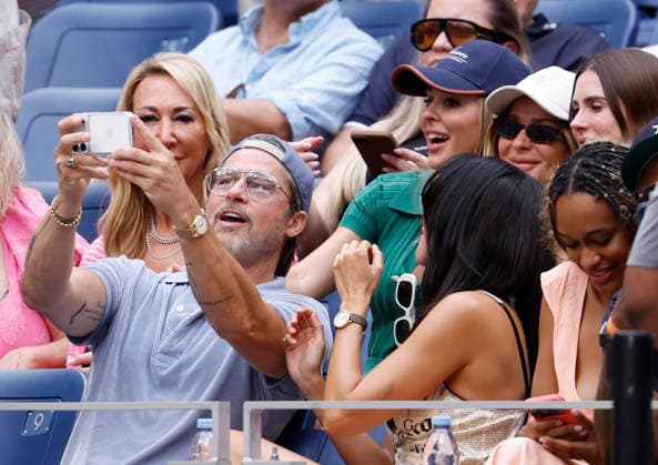 Actor Brad Pitt and girlfriend Ines de Ramon watch Elena Rybakina of Kazakhstan play Aryna Sabalenka of Belarus in the Women s Finals match in Arthur Ashe Stadium at the 2026 US Open Tennis Championship at the USTA Billie Jean King National Tennis Center in New York City on Saturday, September 12, 2026. Rybakina won with a score of 6-4, 5-7, 6-2.  NYP20260912017 JOHNxANGELILLO