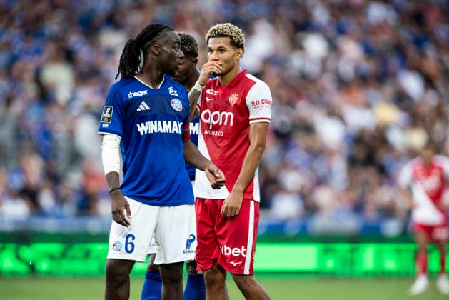 FOOTBALL: RC Strasbourg Alsace v AS Monaco Matchday 4 Ligue 1 McDonald s - 12 09 2026 IsmaÃ«l DoukourÃ 6 (Racing de Strasbourg) et Paris Brunner 29 (AS Monaco) StrasbourgFrance  Copyright: xx