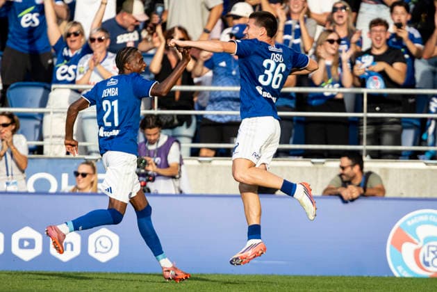 FOOTBALL: RC Strasbourg Alsace v AS Monaco Matchday 4 Ligue 1 McDonald s - 12 09 2026 Joie des joueurs de l equipe de Racing Strasbourg apres le but (PP) de Sadibou Sane StrasbourgFrance  Copyright: xx