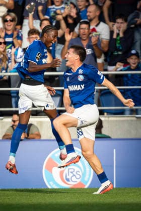 FOOTBALL: RC Strasbourg Alsace v AS Monaco Matchday 4 Ligue 1 McDonald s - 12 09 2026 Joie des joueurs de l equipe de Racing Strasbourg apres le but (PP) de Sadibou Sane StrasbourgFrance  Copyright: xx