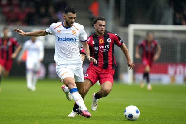 ROTTERDAM - (lr) Nikolaos Panagiotou of FC Utrecht, Aymen Sliti of Excelsior Rotterdam during the Dutch Eredivisie match between Excelsior and FC Utrecht at Woudestein Stadium on 13 September 2026 in Rotterdam, the Netherlands. TOBIAS KLEUVER ANP Eredivisie 2026 27 xVIxANPxSportx xxANPxIVx 568471976 originalFilename: 568471976.jpg