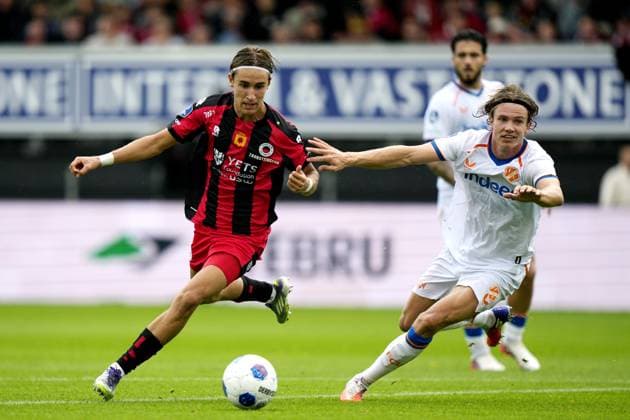 ROTTERDAM - (lr) Ãgust Orri Thorsteinsson of Excelsior Rotterdam, Niklas Nielsen of FC Utrecht during the Dutch Eredivisie match between Excelsior and FC Utrecht at Woudestein Stadium on 13 September 2026 in Rotterdam, the Netherlands. TOBIAS KLEUVER ANP Eredivisie 2026 27 xVIxANPxSportx xxANPxIVx 568472070 originalFilename: 568472070.jpg