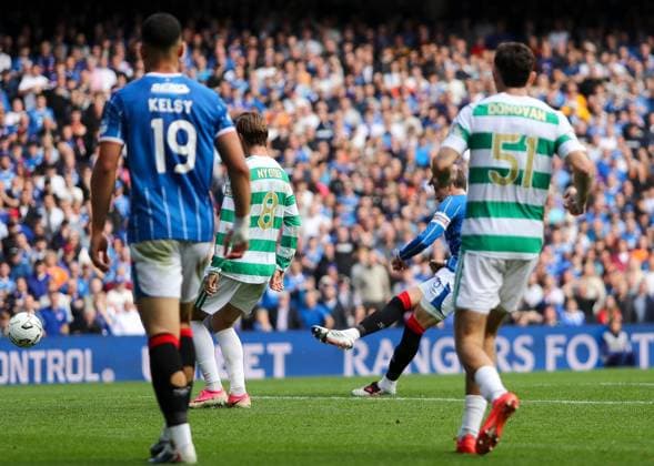 Dan Neil of Rangers scores his sides first goal during Premier Sports Cup Quarter-Final match at Ibrox Stadium, Glasgow. Rangers v Celtic - Premier Sports Cup Quarter-Final - Ibrox Stadium, Glasgow, Lanarkshire, Scotland, UK - 13 Sep 2026Glasgow Ibrox Stadium Lanarkshire, Scotland United Kingdom EDITORIAL USE ONLY  Copyright: xRangersxFC Shutterstockx 17149143g