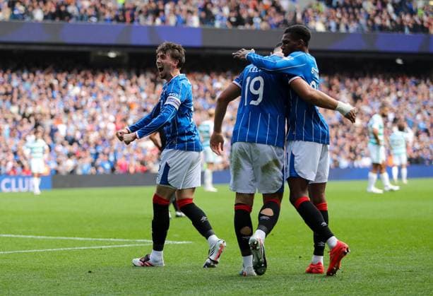 Dan Neil of Rangers celebrates scoring his sides first goal during Premier Sports Cup Quarter-Final match at Ibrox Stadium, Glasgow. Rangers v Celtic - Premier Sports Cup Quarter-Final - Ibrox Stadium, Glasgow, Lanarkshire, Scotland, UK - 13 Sep 2026Glasgow Ibrox Stadium Lanarkshire, Scotland United Kingdom EDITORIAL USE ONLY  Copyright: xRangersxFC Shutterstockx 17149143ag